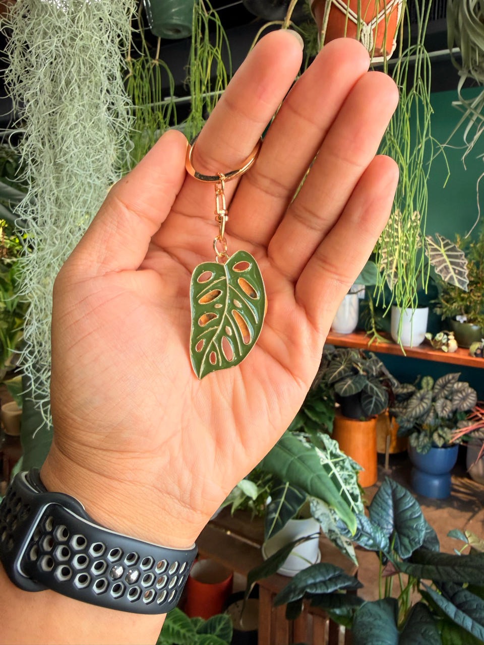 Swiss Cheese Plant Key Chain