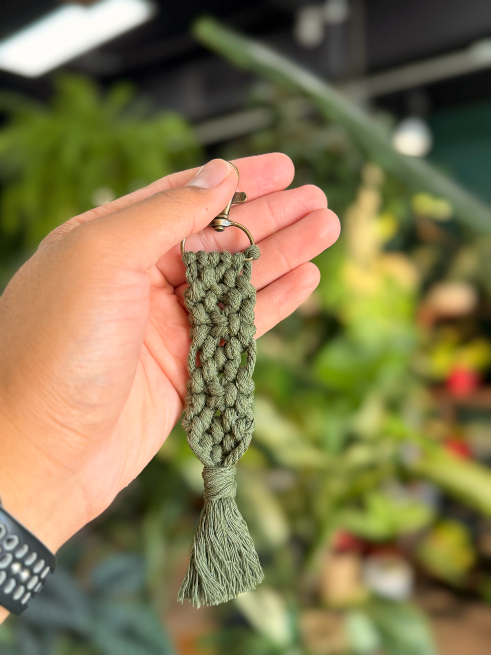 Small Dark Green Macrame Key Chain