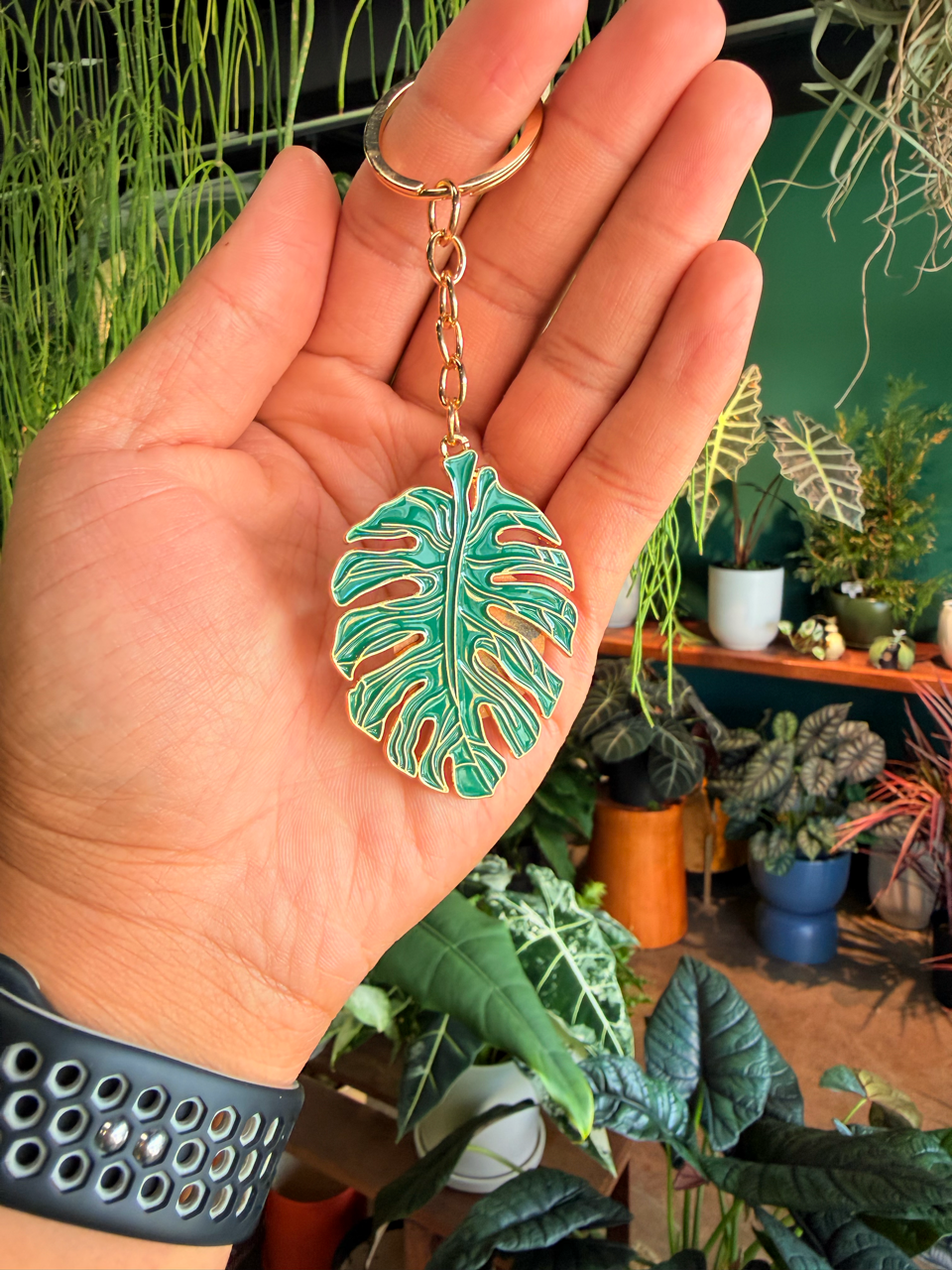 Monstera Key Chain