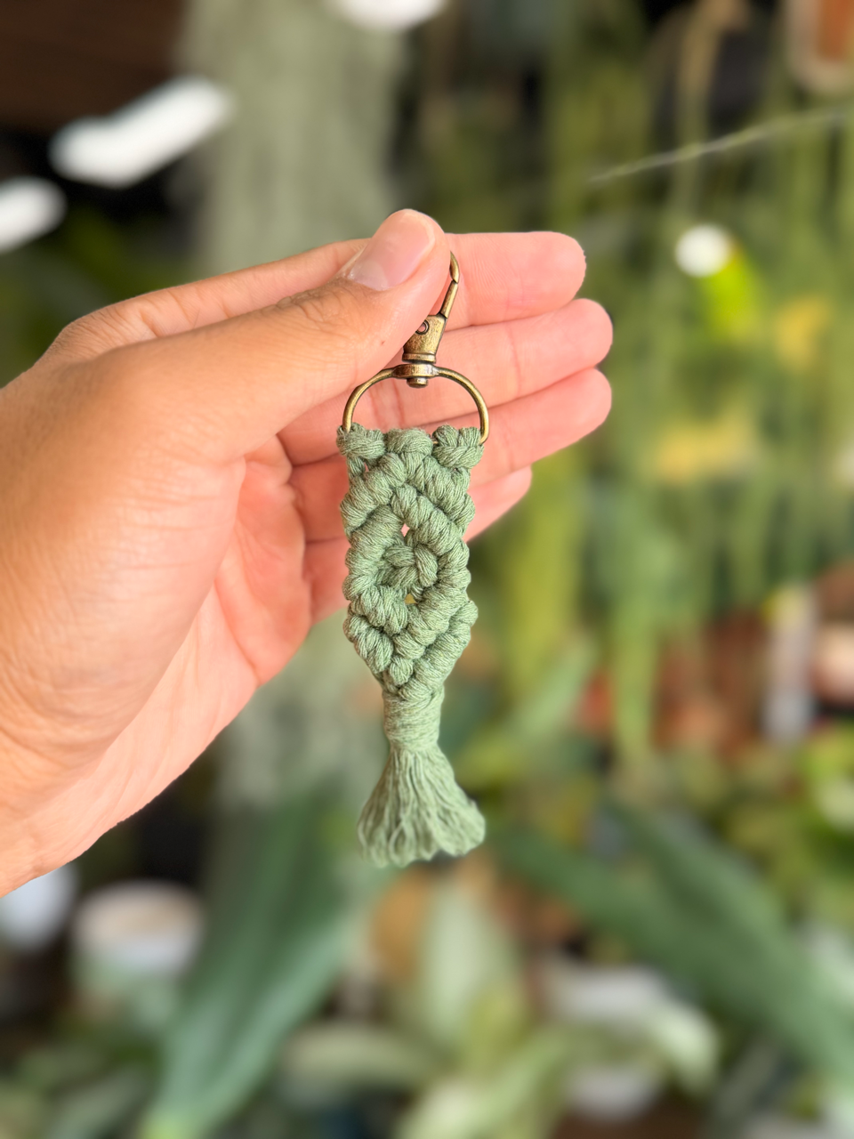 Mini Sage Green Macrame Key Chain