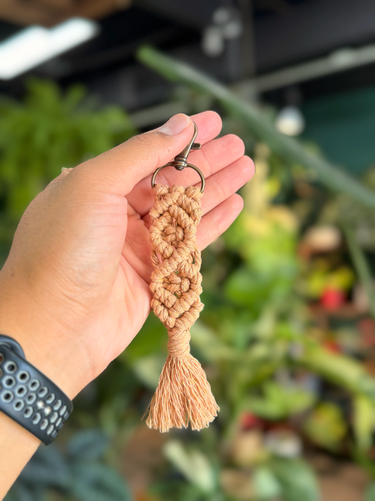 Small Brown Macrame Key Chain